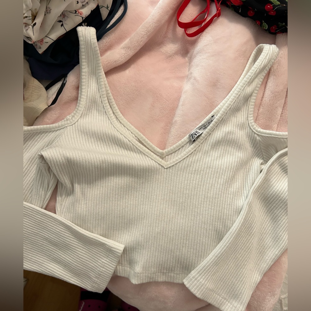 Zara long sleeve crop top